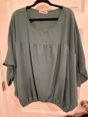 Rustic Rack Dusty Sage Gathered Hem Dolman sleeve Women's Top